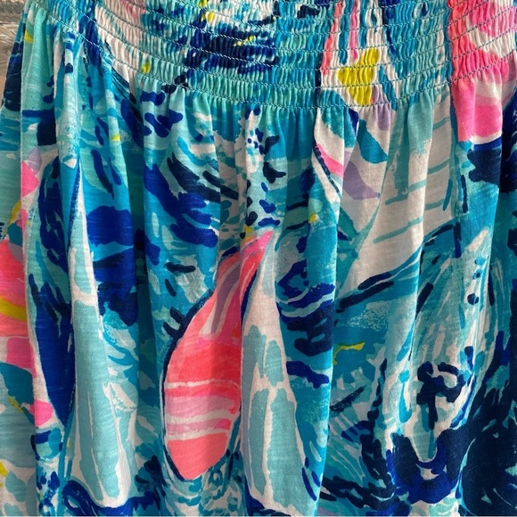 Lilly Pulitzer Sparkling Blue Hey Bay Bay Smocked Tassel Trina Beach Dress Small - Picture 9 of 15